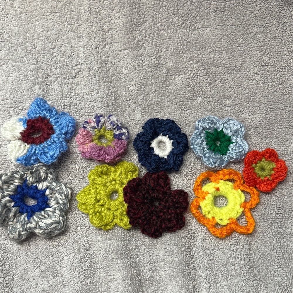 Colorful Crochet Flower Appliques